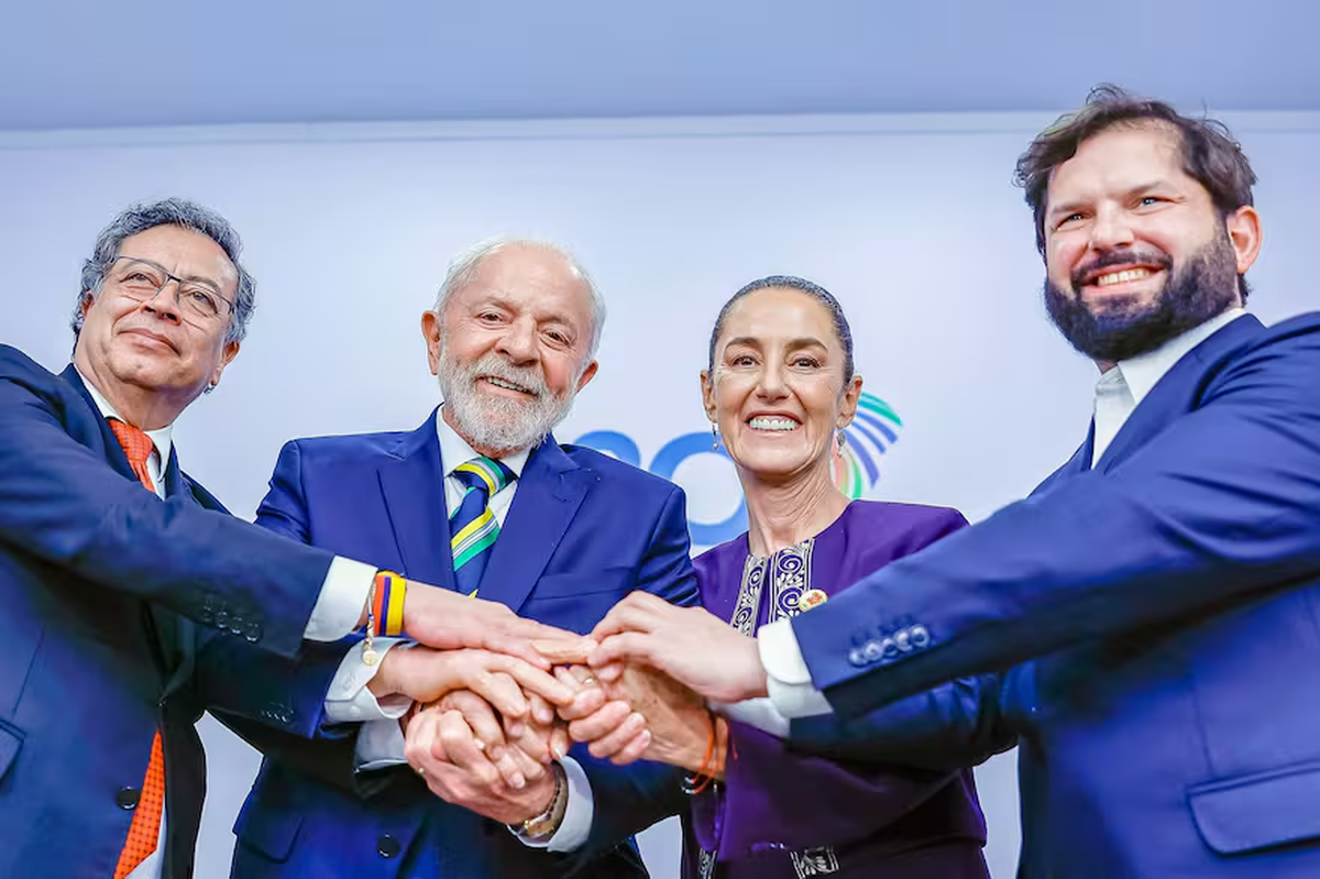 El presidente de Colombia, Gustavo Petro, el de Brasil, Luiz Inácio Lula da Silva, la de México, Claudia Scheinbaum, y el de Chile, Gabriel Boric ! Foto gentileza EFE El presidente de Colombia, Gustavo Petro, el de Brasil, Luiz Inácio Lula da Silva, la de México, Claudia Scheinbaum, y el de Chile, Gabriel Boric ! Foto gentileza EFE