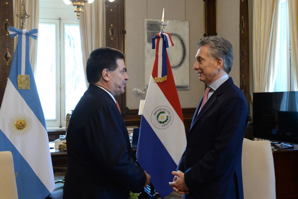 Horacio Cartes y su amigo, Mauricio Macri, cuando ambos eran Presidentes de sus respectivos pa&iacute;ses.