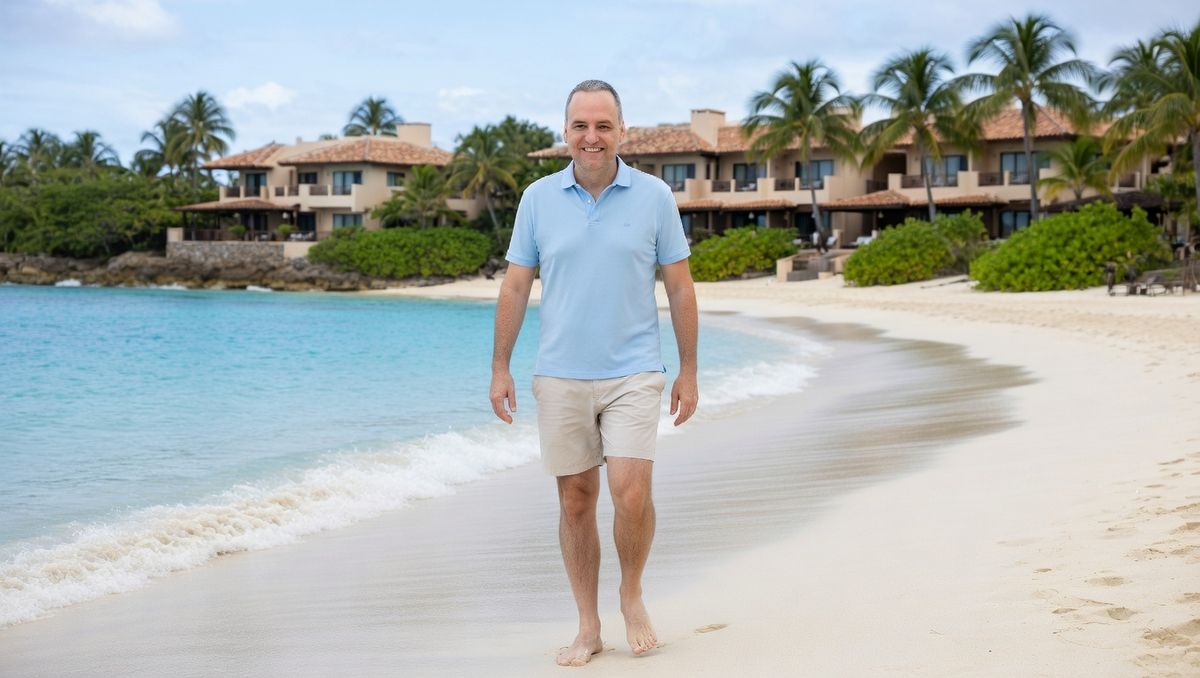 Ficción de Grok: Manuel Adorni playero en Aruba. Ficción de Grok: Manuel Adorni playero en Aruba.