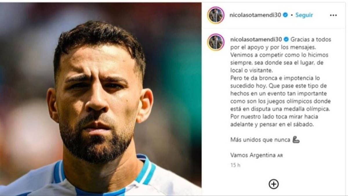 Nicolás Otamendi publicó un fuerte descargo en su cuenta de redes tras la derrota de Argentina ante Marruecos 1-2 en los Juegos Olímpicos de París 2024. Nicolás Otamendi publicó un fuerte descargo en su cuenta de redes tras la derrota de Argentina ante Marruecos 1-2 en los Juegos Olímpicos de París 2024.