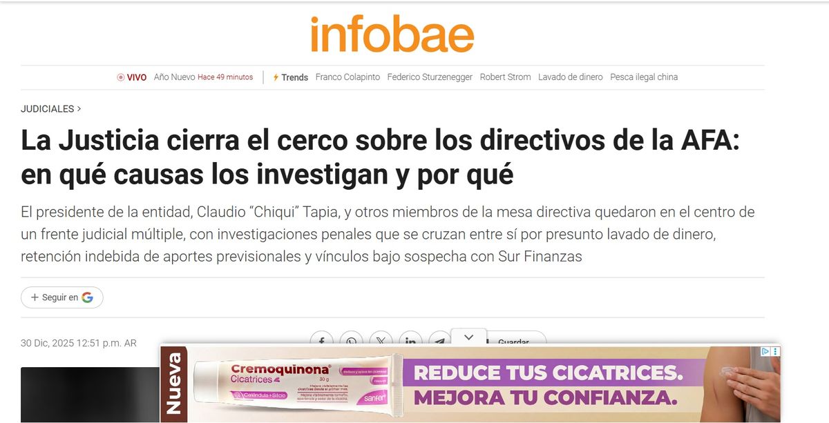 Curioso título de Infobae. Curioso título de Infobae.