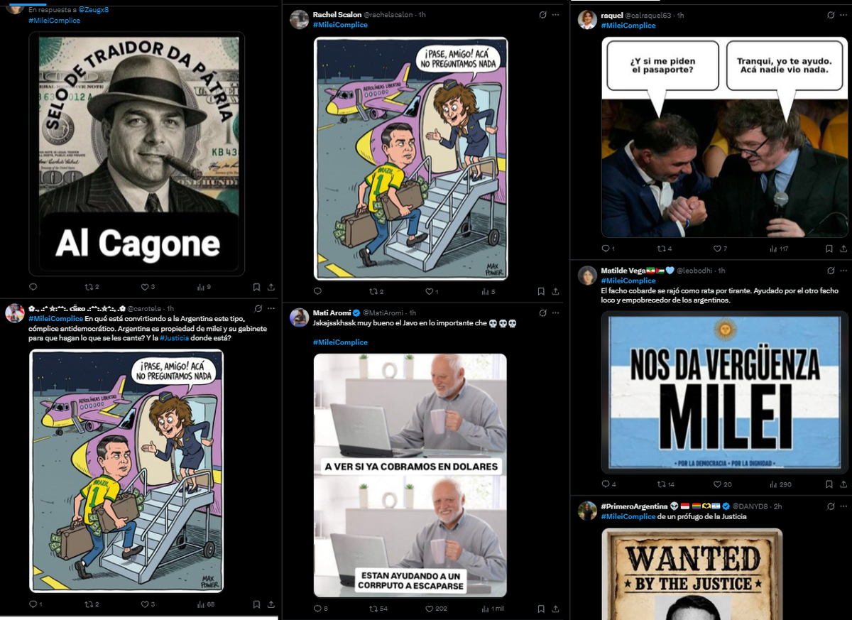 La llegada de Flávio Bolsonaro a Miami hizo que explotara el hashtag #MileiComplice, con críticas por las explicaciones oficiales y el papel del Gobierno argentino. Foto: Captura X La llegada de Flávio Bolsonaro a Miami hizo que explotara el hashtag #MileiComplice, con críticas por las explicaciones oficiales y el papel del Gobierno argentino. Foto: Captura X