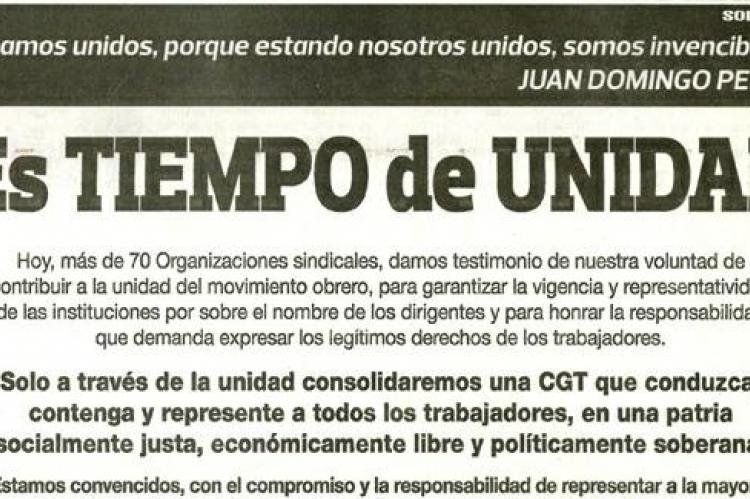 La solicitada publicada hoy en diversos medios.