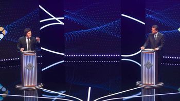 Sergio Massa y Javier Milei. Debate de candidatos a Presidente. Domingo 12/11/2023. Foto NA: POOL/CAMILA GODO Sergio Massa y Javier Milei. Debate de candidatos a Presidente. Domingo 12/11/2023. Foto NA: POOL/CAMILA GODO