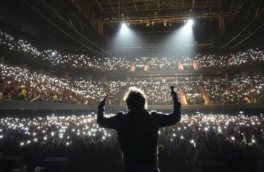 Javier Milei en la autocelebración en el Movistar Arena.&nbsp;