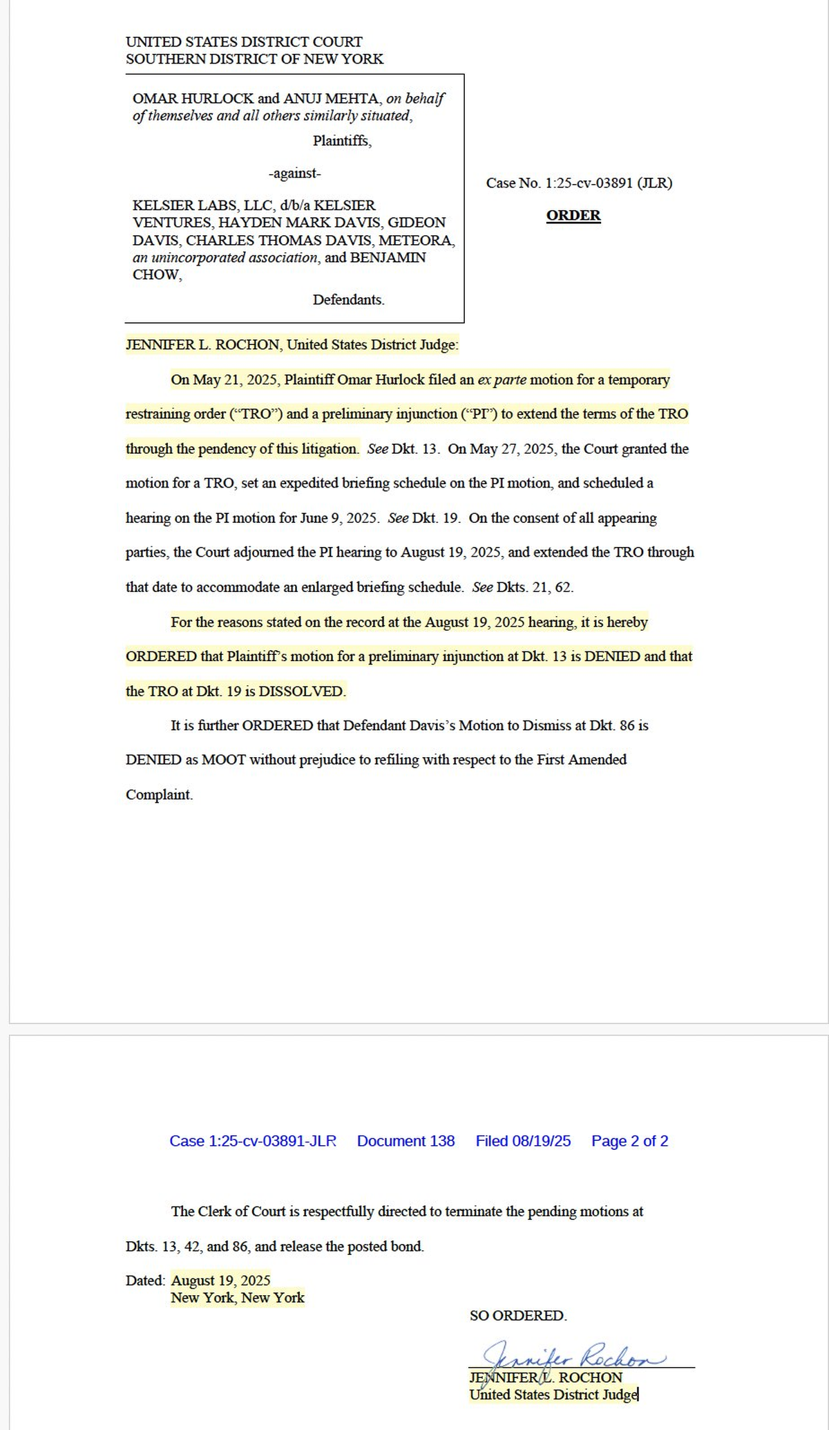 Libra: la Justicia de USA levantó el embargo a Hayden Davis y ahora podría  girar tokens a Argentina