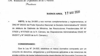 Esta es la resolución que le otorga $100.000 a cada diputado por el coronavirus