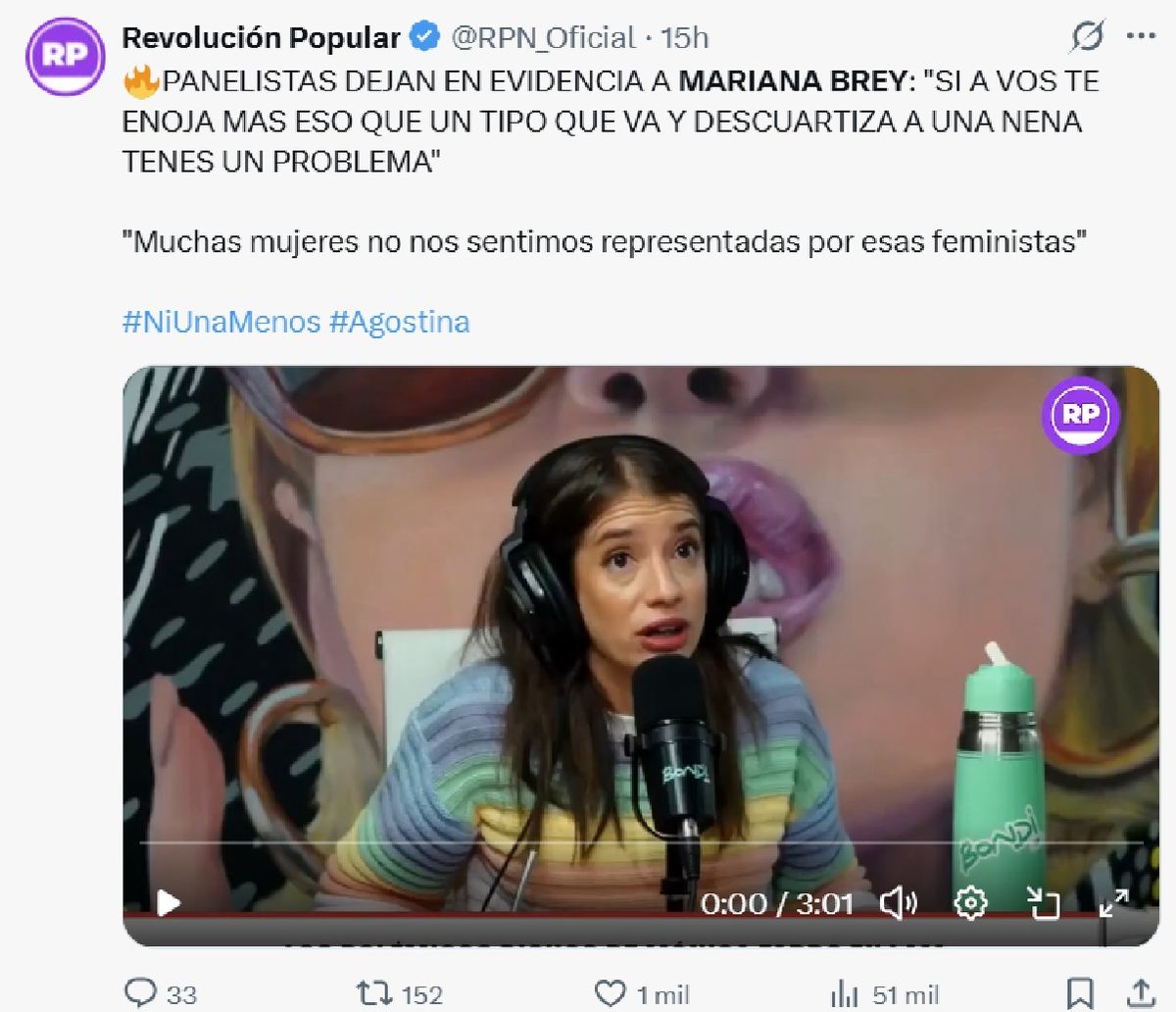 El polémico comentario de Mariana Brey durante la movilización por Ni Una Menos. El polémico comentario de Mariana Brey durante la movilización por Ni Una Menos.