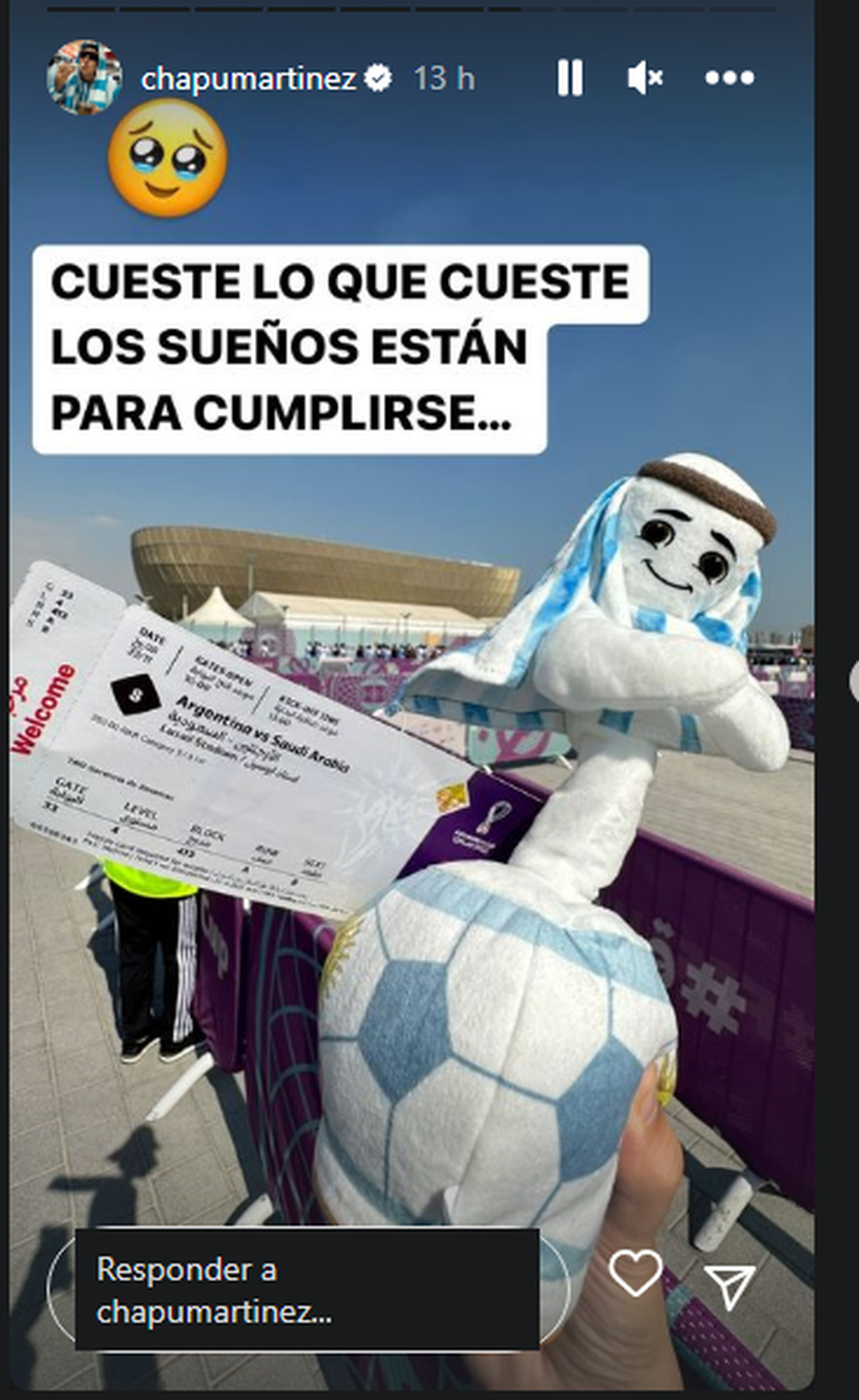 Una de las últimas stories que subió al IG.