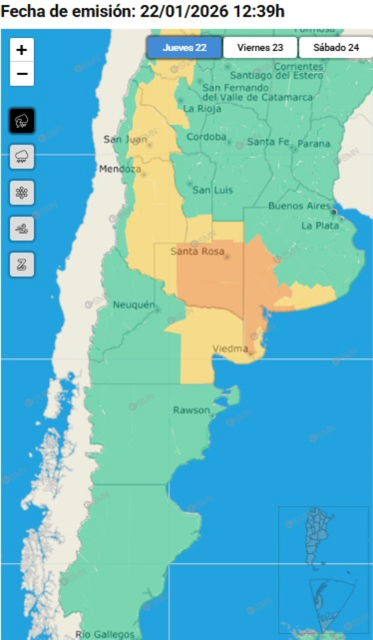 El SMN mantuvo, hasta la madrugada del vierne, un alerta para 11 provincias El SMN mantuvo, hasta la madrugada del vierne, un alerta para 11 provincias 