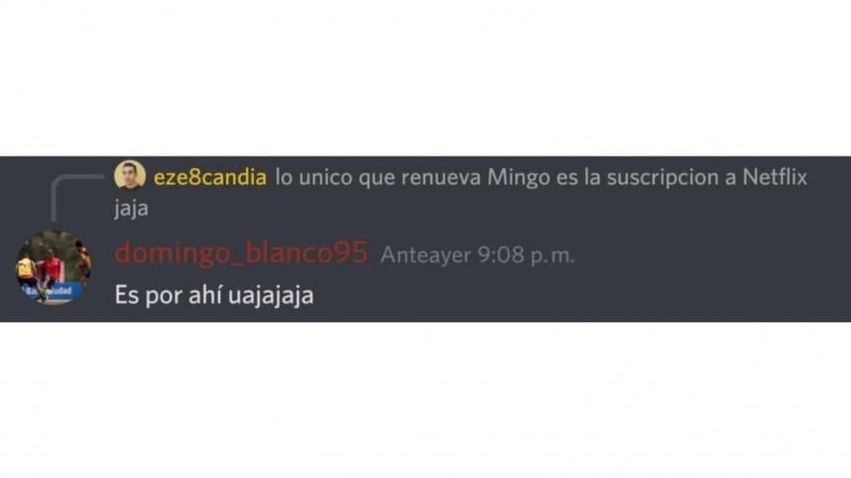 El chat de la polémica. Domingo Blanco bromeó sobre su futuro en Independiente.