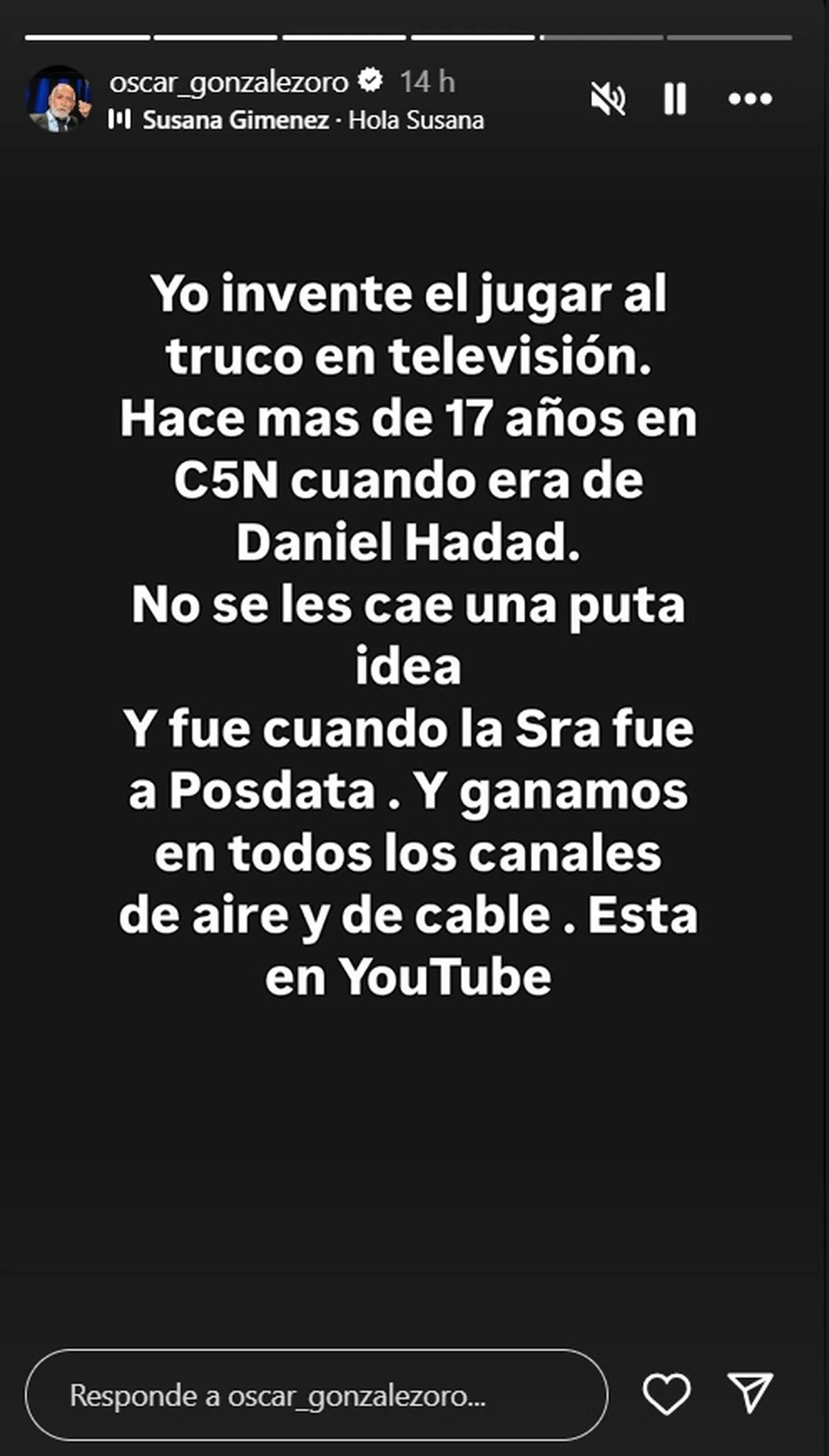El Negro Oro sin filtro contra Susana Giménez. El Negro Oro sin filtro contra Susana Giménez.