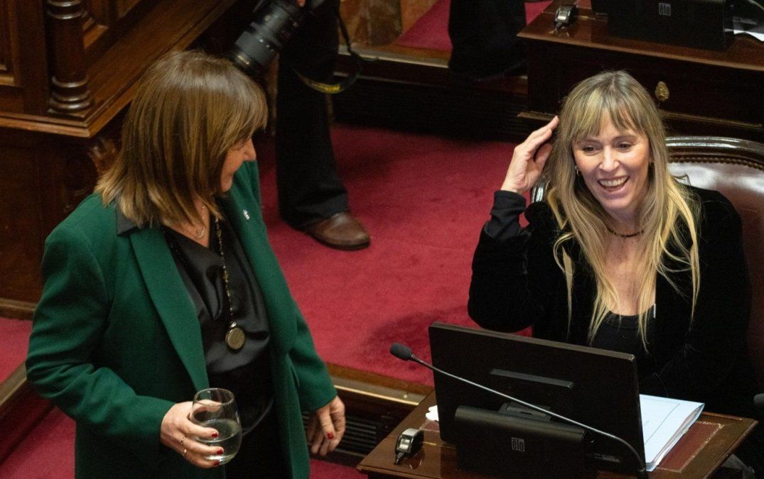 Patricia Bullrich en un intercambio afable con la senadora kirchnerista Juliana Di Tullio.&nbsp;