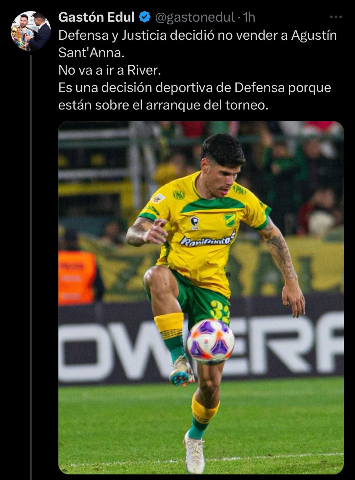 Gastón Edul despertó la bronca de los tuiteros hinchas de River por esta publicación. (Foto: Captura @lanzineta). Gastón Edul despertó la bronca de los tuiteros hinchas de River por esta publicación. (Foto: Captura @lanzineta).