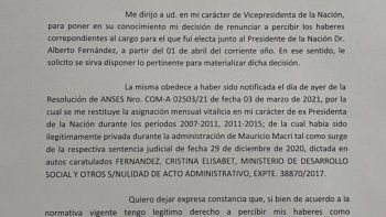 Doble jubilación: CFK renuncia a sus haberes como vicepresidenta