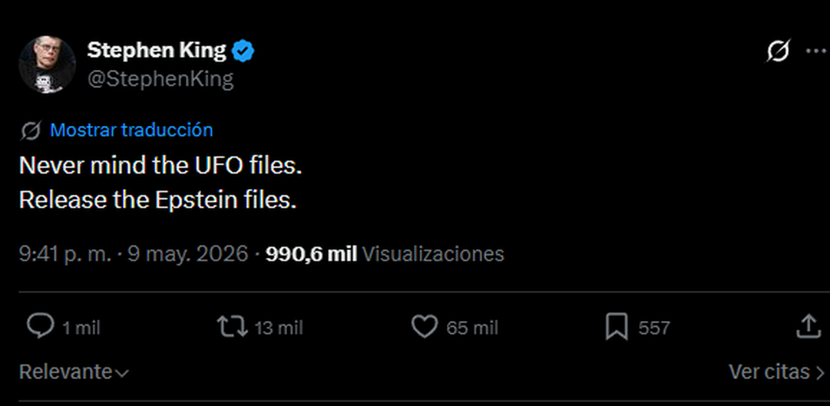 Incluso el escritor Stephen King habló del tema en redes. Incluso el escritor Stephen King habló del tema en redes.