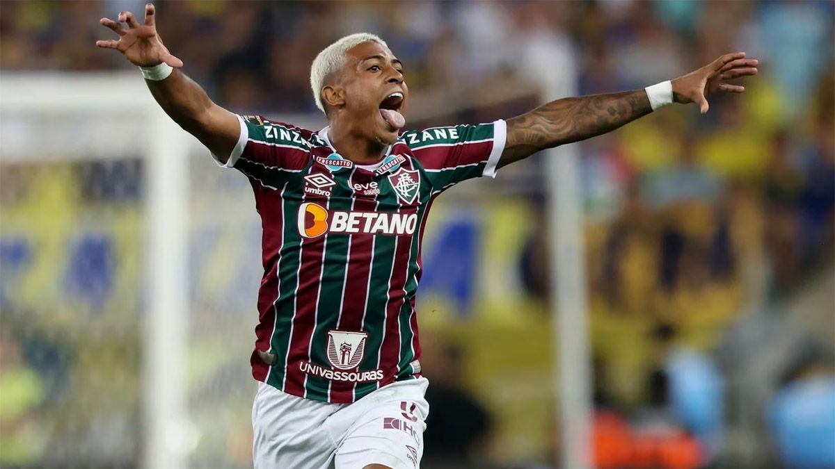 John Kennedy festeja en el mítico estadio Maracaná el gol de la victoria del Fluminense 2-1 frente a Boca que se consagró campeón de la Copa Libertadores de América.