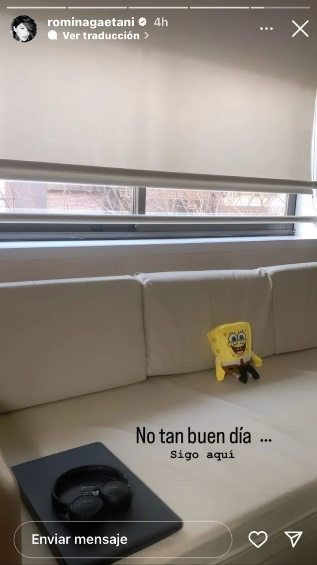 Romina Gaetani desde la clínica donde se encuentra internada hace varios días. Romina Gaetani desde la clínica donde se encuentra internada hace varios días.