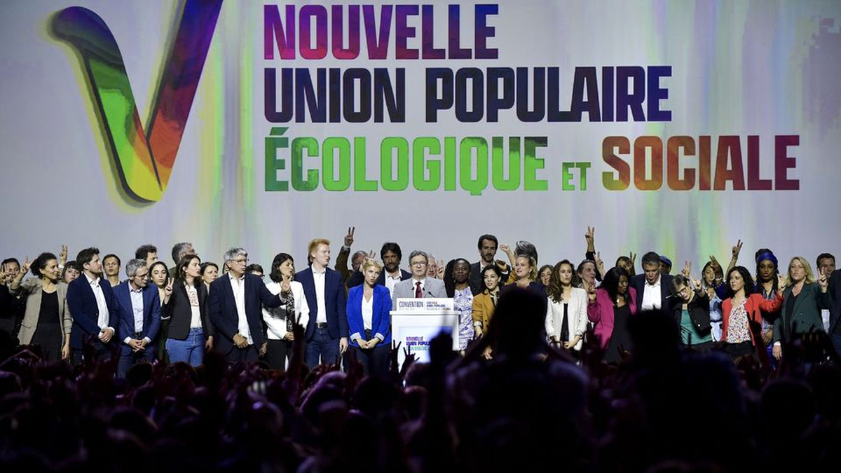 La Nueva Unión Popular, Ecológica y Social, o "Nupes", que le pisa los talones a Macron.