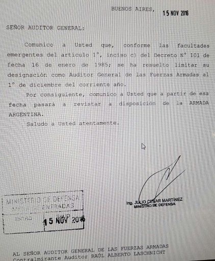 La nota del ministro.