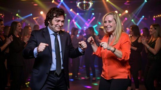 Javier Milei y su hermana Karina bailando, según Grok. Javier Milei y su hermana Karina bailando, según Grok.