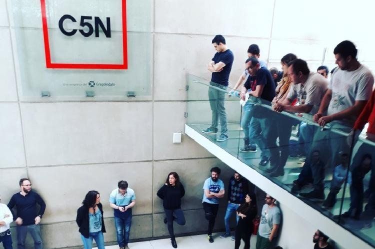 Asamblea de trabajadores en C5N. Foto: InfoGremiales