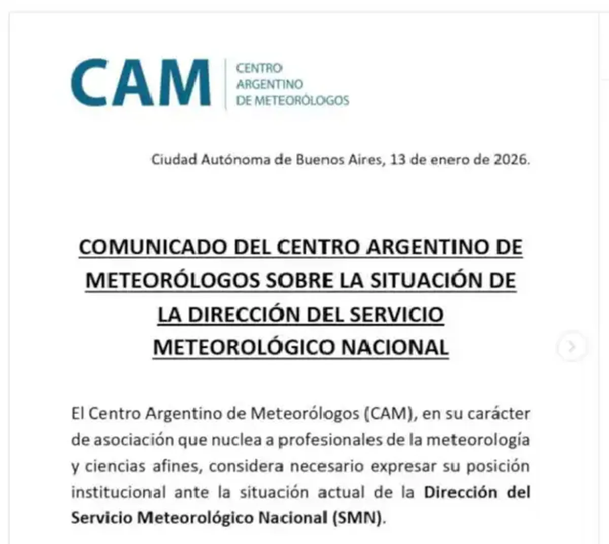 El rechazo de los meteorólogos a Mauad El rechazo de los meteorólogos a Mauad