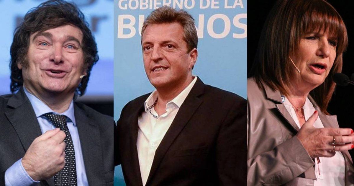 Sergio Massa, Javier Milei y Patricia Bullrich.