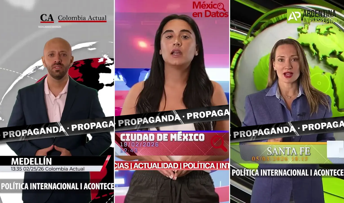 Actores, locutores y modelos argentinos fueron contratados para simular periodistas internacionales, grabando frases con distintos acentos. Fuente: Cazadores de Fake News Actores, locutores y modelos argentinos fueron contratados para simular periodistas internacionales, grabando frases con distintos acentos. Fuente: Cazadores de Fake News