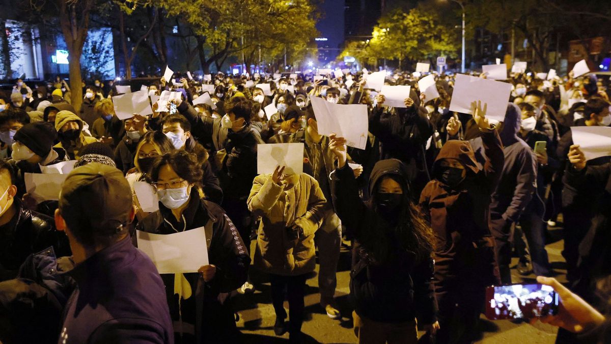 Protesta en Beijing, en noviembre 2022, contra la política de Cero Covid-19.