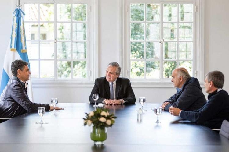 Alberto F. reunido con Jorge Macri, Néstor Grindetti y Juan Zabaleta (Foto: Presidencia).