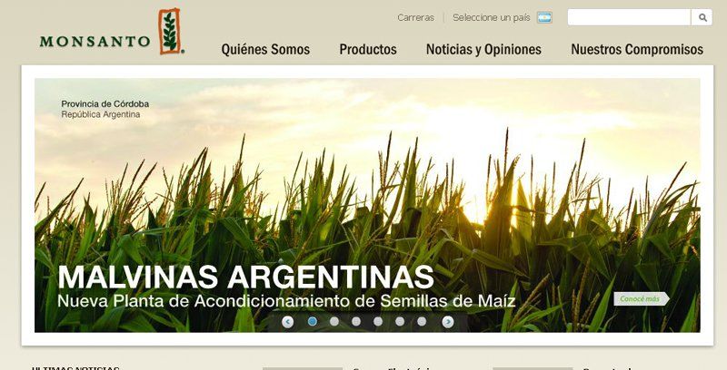 Monsanto publicita su proyecto en Malvinas Argentinas en su página web: Una jueza suspendió la obra.