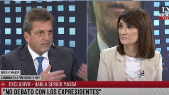 Sergio Massa, entrevistado este lunes por María Laura Santillán en LN+. Sergio Massa, entrevistado este lunes por María Laura Santillán en LN+.