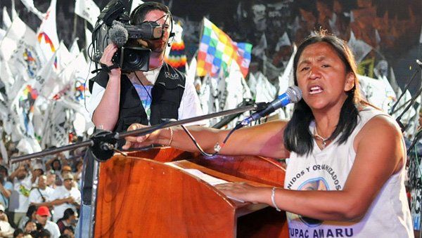 23/08/2015: La líder de la Tupac Amaru, Milagro Sala, arengando. Foto NA