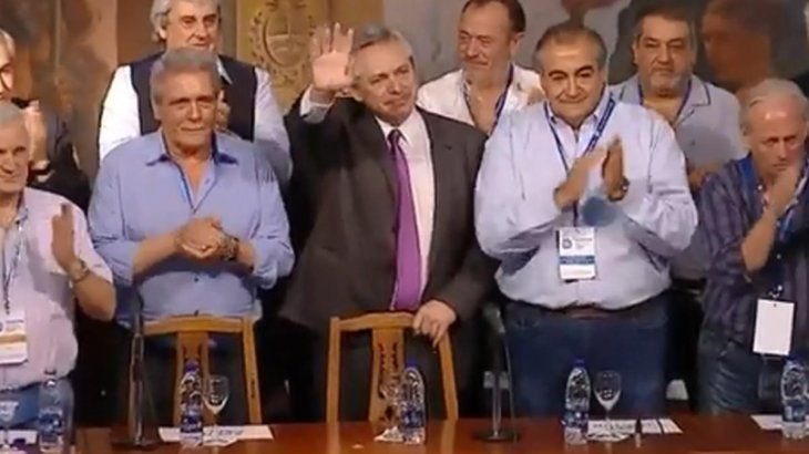 Imagen televisiva de Alberto F. en la CGT.