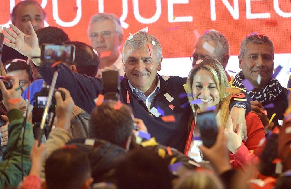 Gerardo Morales, en los festejos de su reelección en Jujuy. Foto: NA.