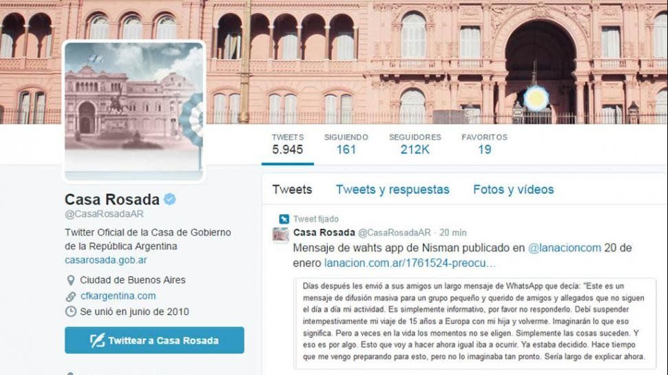 La cuenta de twitter de Casa Rosada cuestionó a la Fiscal Fein por la causa Nisman
