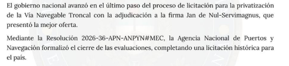 Parte del comunicado del Ministerio de economía. Fuente: X. Parte del comunicado del Ministerio de economía. Fuente: X.