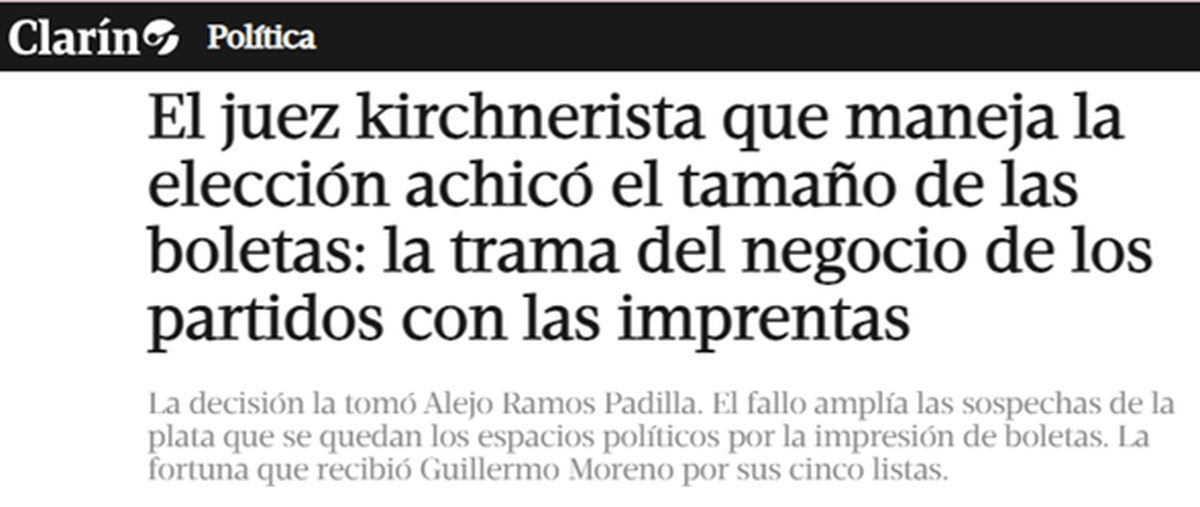 La nota con la que Clarín denunció a Ramos Padilla. La nota con la que Clarín denunció a Ramos Padilla. 