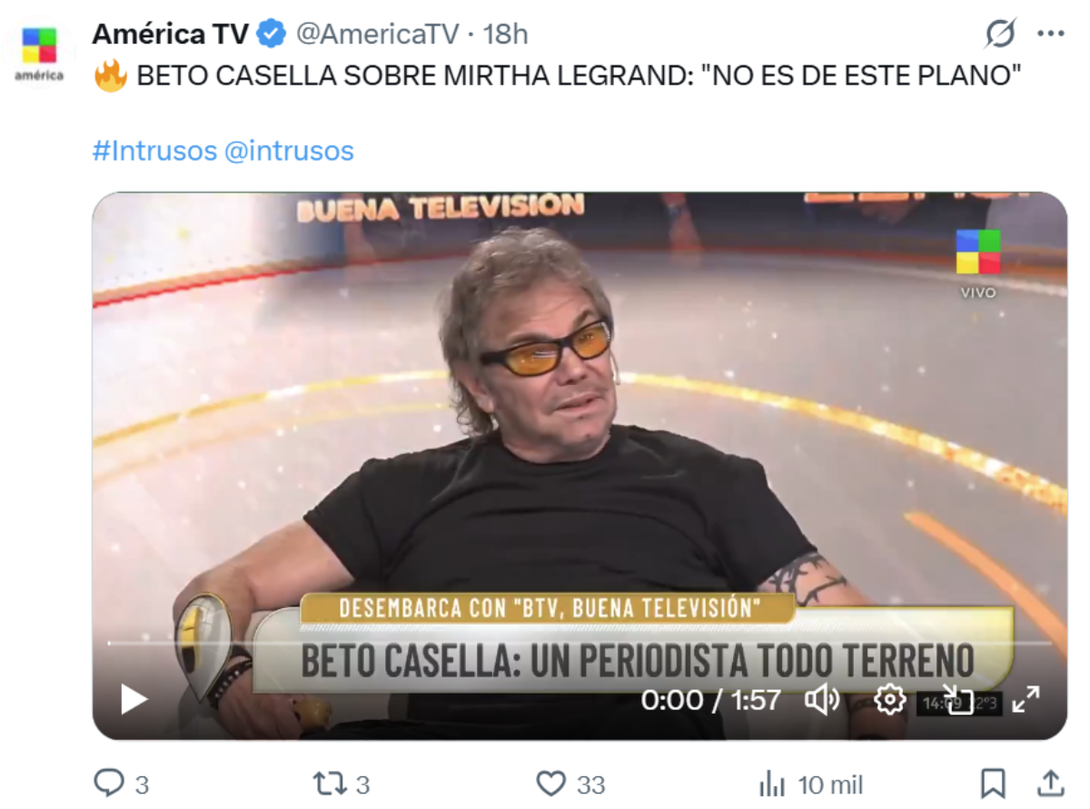 Beto Casella apuntó contra Susana Giménez al hablar de las figuras de la televisión. Beto Casella apuntó contra Susana Giménez al hablar de las figuras de la televisión.
