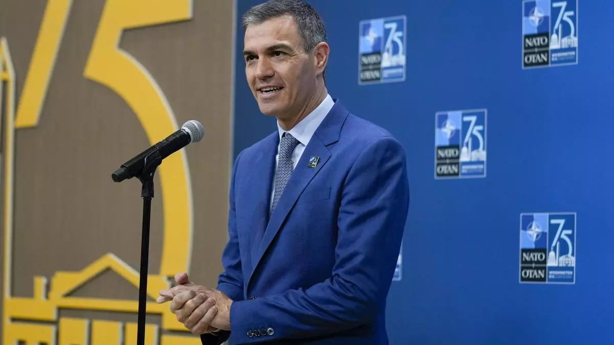 Pedro Sánchez, en la cumbre de la OTAN en Washington. / MATT ROURKE / AP Pedro Sánchez, en la cumbre de la OTAN en Washington. / MATT ROURKE / AP