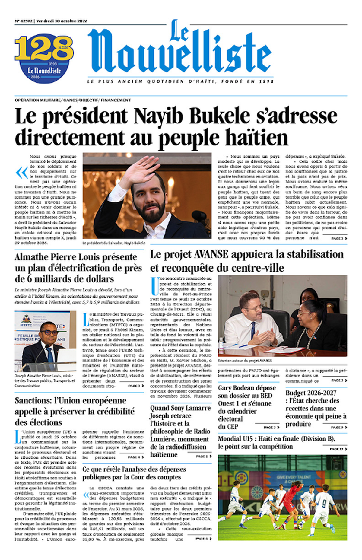 Las declaraciones de Bukele, sobre la misi&oacute;n de rescate de sus compatriotas en Hait&iacute;, fueron noticia en la prensa francesa.