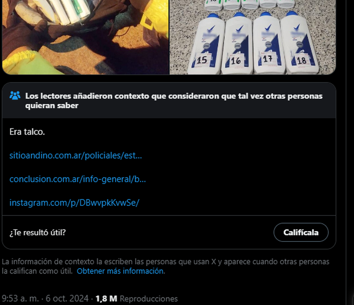 La red social X agregó al comentario de Patricia Bullrich una aclaración con notas periodísticas que desmentían la versión de la ministra, lo que ella nunca rectificó. La red social X agregó al comentario de Patricia Bullrich una aclaración con notas periodísticas que desmentían la versión de la ministra, lo que ella nunca rectificó.