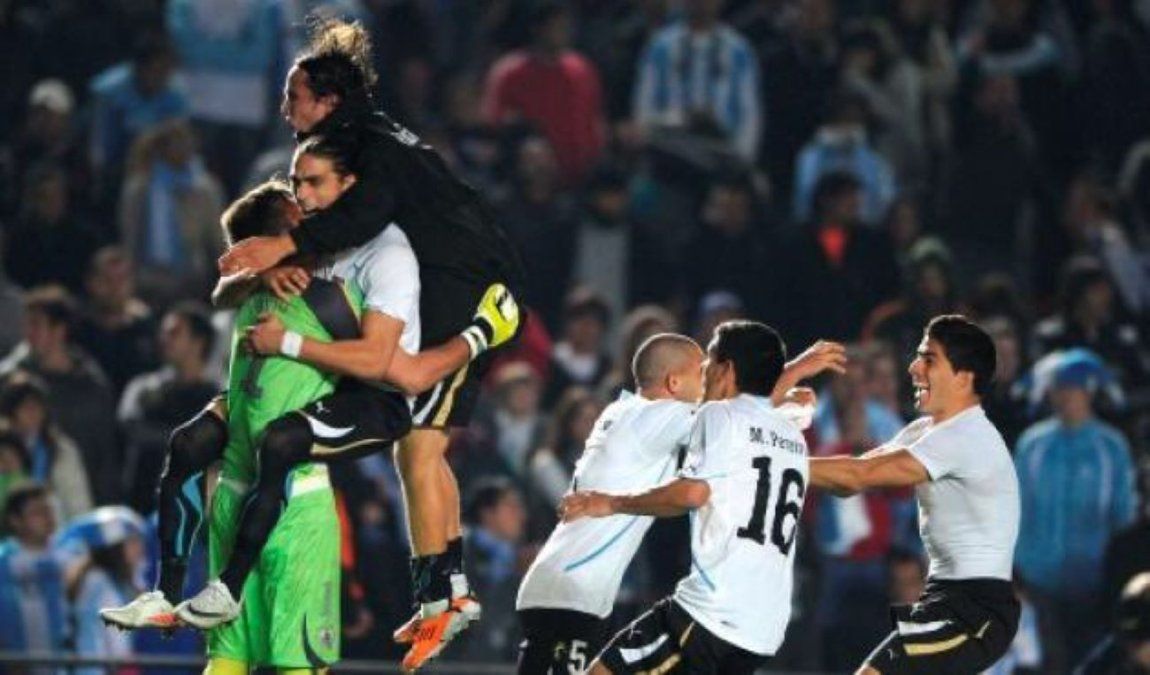 Uruguay el 16 de julio de 2011 eliminando a Argentina de la Copa América.