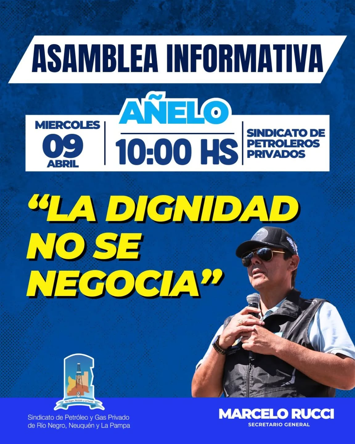 La asamblea de petroleros se realizará el miércoles 9 de abril a las 10:00 en Añelo, corazón de Vaca Muerta. La asamblea de petroleros se realizará el miércoles 9 de abril a las 10:00 en Añelo, corazón de Vaca Muerta.