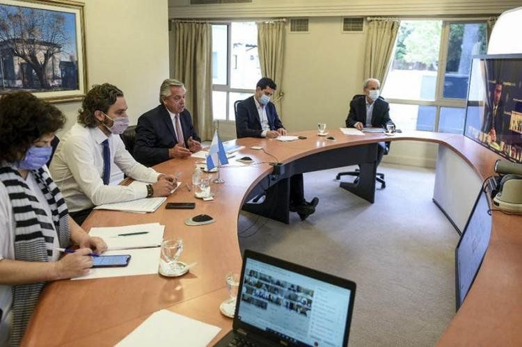 Alberto Fernández durante la reunión virtual con los gobernadores.
