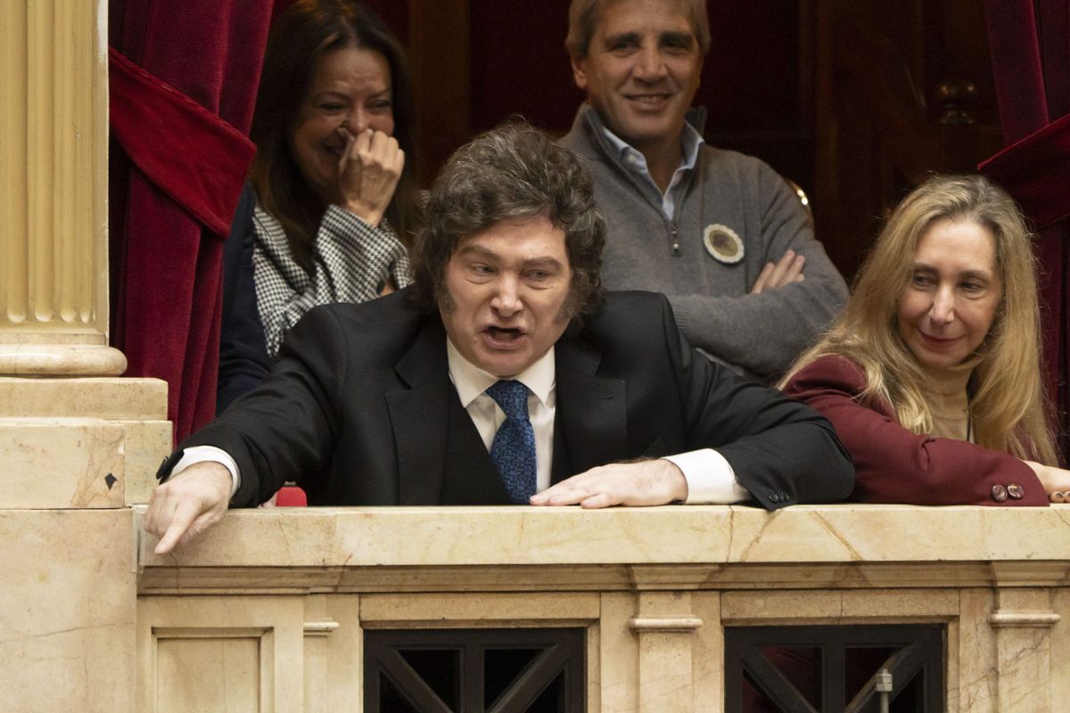 Javier Milei a los gritos desde el palco, durante la exposición de Manuel Adorni en Diputados. Javier Milei a los gritos desde el palco, durante la exposición de Manuel Adorni en Diputados.