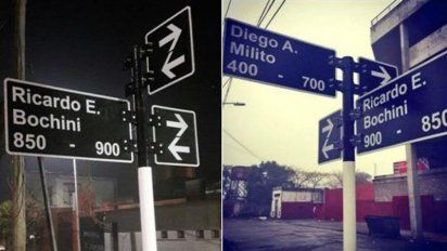 A 2 días de su inauguración, robaron el cartel de la calle Diego Milito