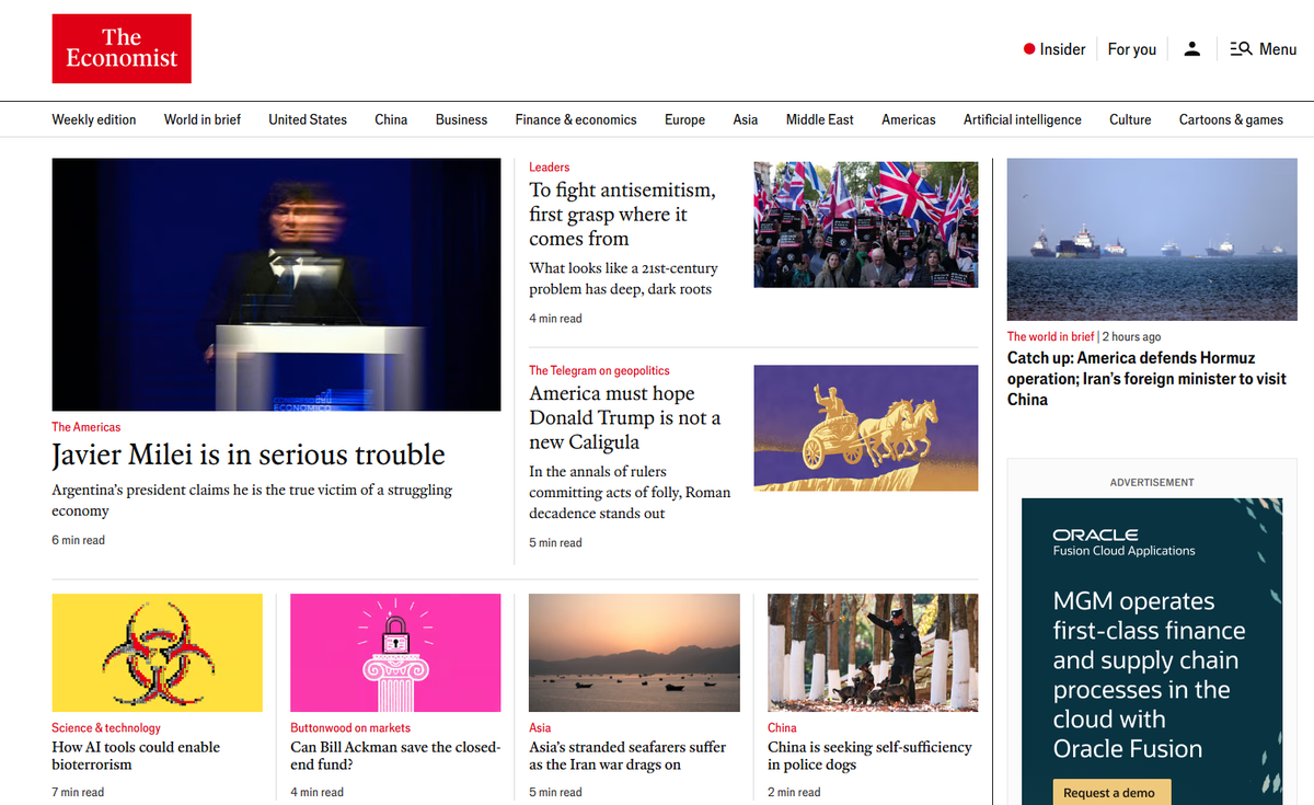 A las 20:30 hora de Argentina del 05/05/2026 es la nota principal en la home de The Economist. A las 20:30 hora de Argentina del 05/05/2026 es la nota principal en la home de The Economist.