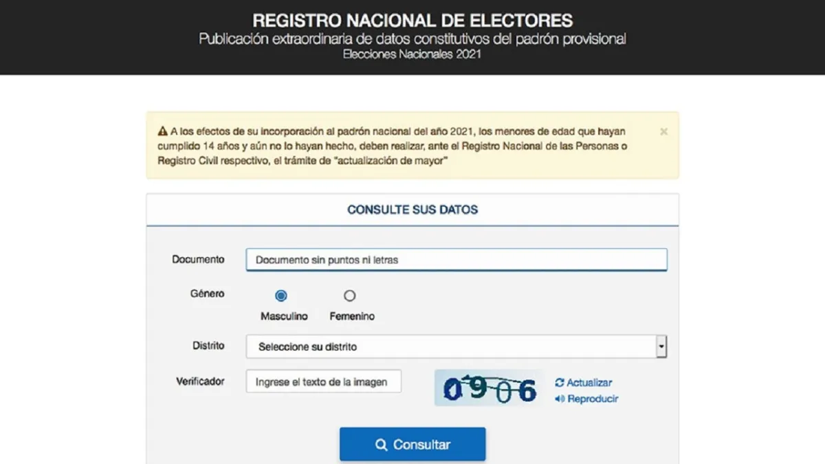 Web para consultar el padrón electoral 2021